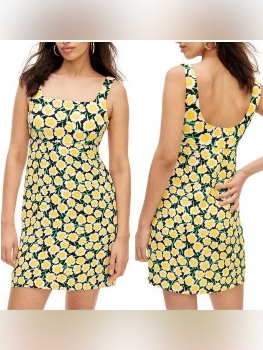 DVF for Target Women's 90's Shift Yellow Poppy Square Neck Mini Dress 0